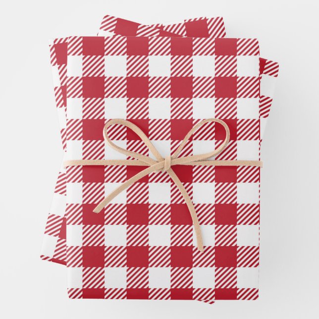 Feuille De Papier Cadeau Retro Red Picnic Check Farmhouse Design (En situation)