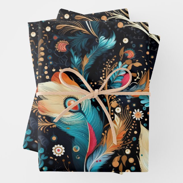 Feuille De Papier Cadeau Retro Space Exploration Galaxy (En situation)