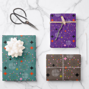 Feuille De Papier Cadeau Rétro Starburst atomique 