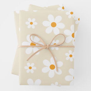 Feuille De Papier Cadeau Retro Super Daisy Tan cadeau d'anniversaire