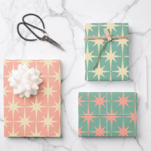 Feuille De Papier Cadeau Retro Vintage les années 50 étoile atomique Motif 