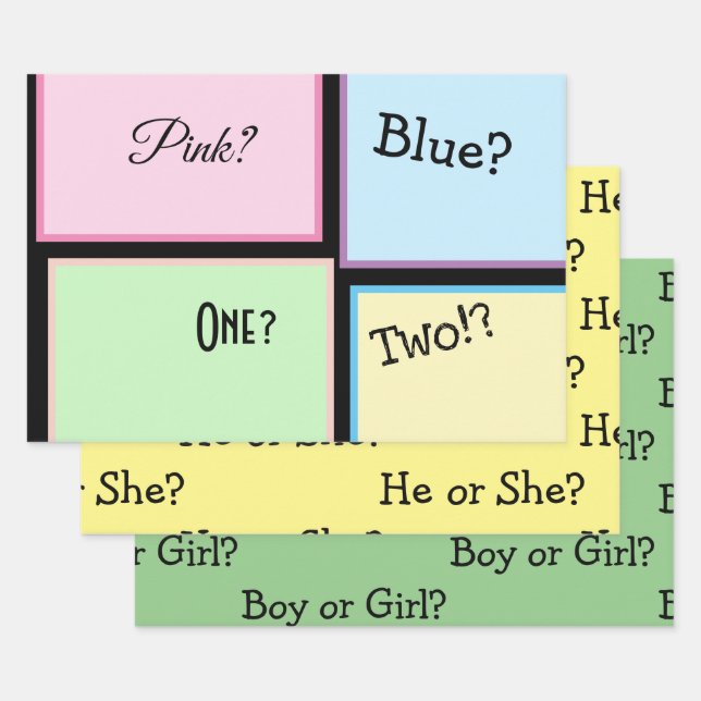 Feuille De Papier Cadeau Révélation de genre/Neutralité de genre (Lot)