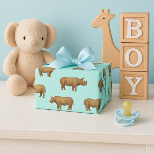 Feuille De Papier Cadeau Rhino Royale Blue Safari