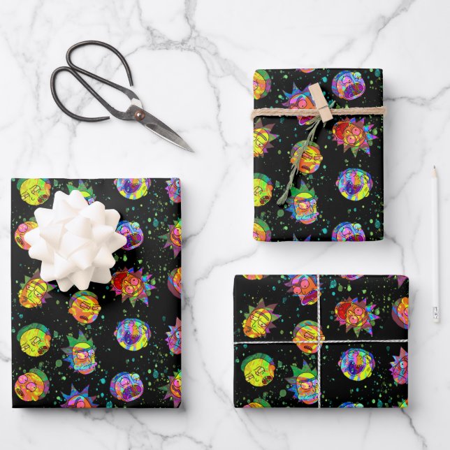 Feuille De Papier Cadeau RICK ET MORTY™ | Motif psychédélique (Recto)