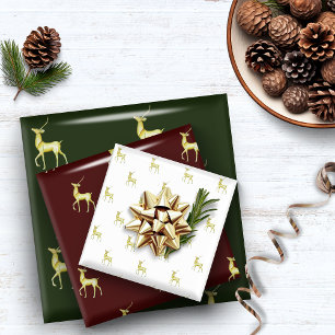 Feuille De Papier Cadeau Rindeer d'or de Noël minimal