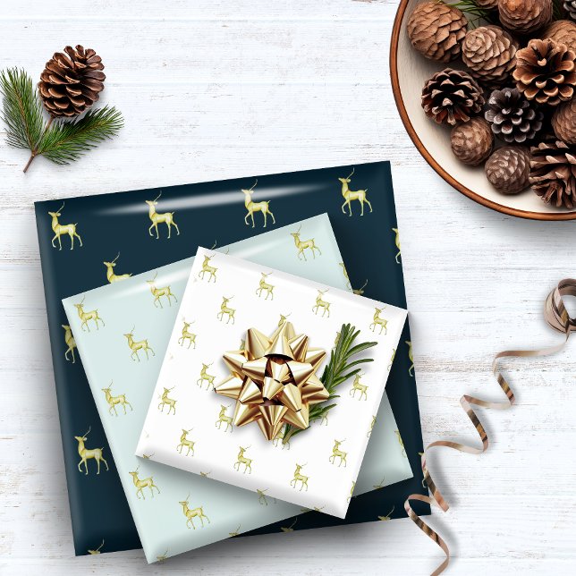 Feuille De Papier Cadeau Rindeer d'or de Noël minimal (Créateur téléchargé)