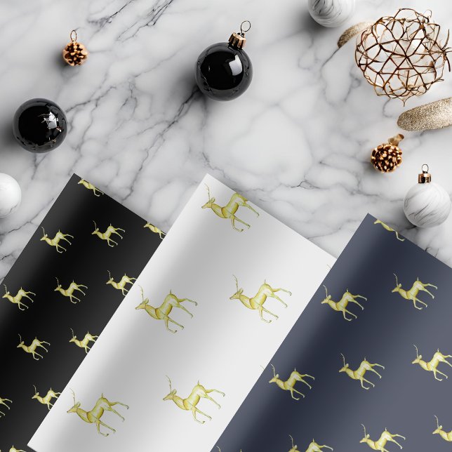 Feuille De Papier Cadeau Rindeer d'or de Noël minimal (Créateur téléchargé)