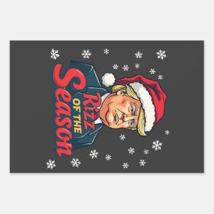 Feuille De Papier Cadeau Rizz de la saison drôle de Trump Noël Santa