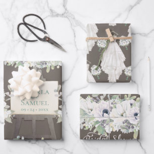 Feuille De Papier Cadeau Robe Mariage Boho Décontractée Aquarelle Fête des 