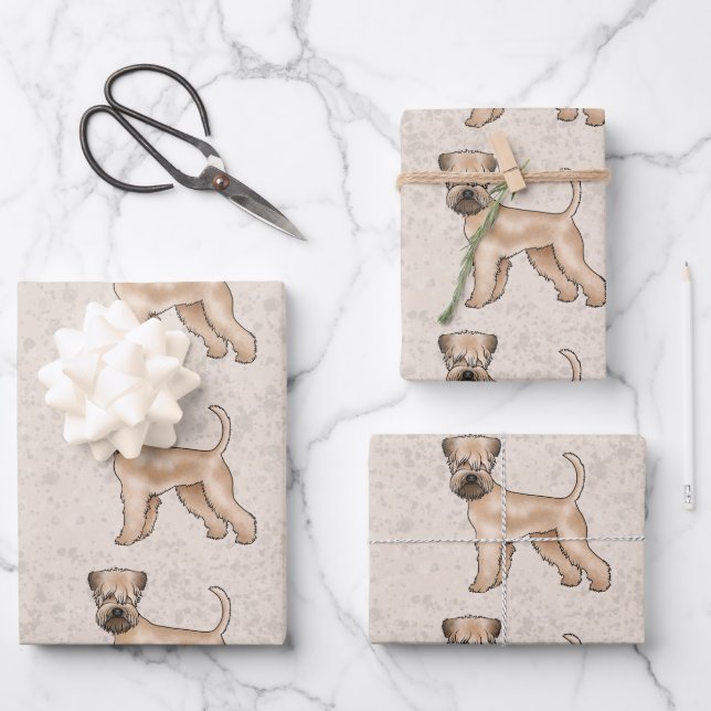 Feuille De Papier Cadeau Robe molle Roue Terrier mignon Chien Motif Beige (Recto)