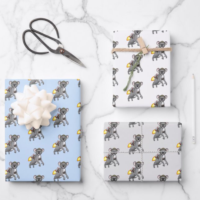 Feuille De Papier Cadeau Rocket Koala Bear (Recto)