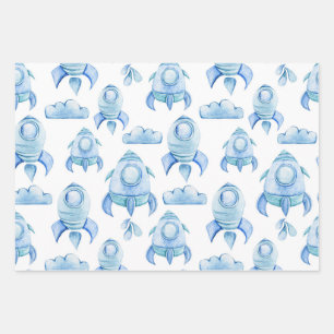 Feuille De Papier Cadeau Rockets, Men Women & Kids, Outer Space Pattern