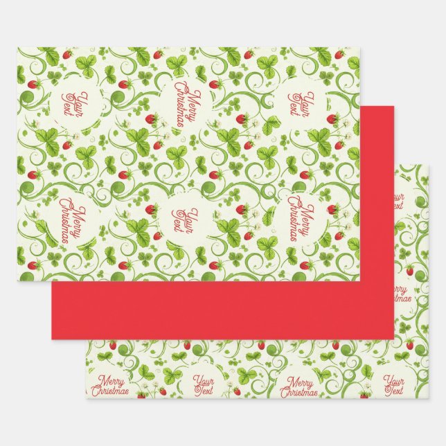 Feuille De Papier Cadeau Rococo Revival Wild Strawberry & Clover Custom (Lot)
