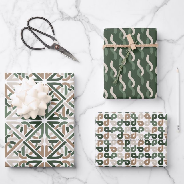 Feuille De Papier Cadeau ROI celtique vert brun beige brun (Recto)