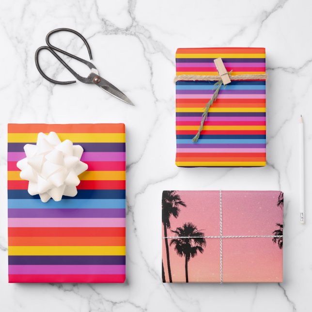 Feuille De Papier Cadeau Romantique coloré (Recto)