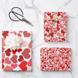 Feuille De Papier Cadeau Romantique Conception de Coeur Rose rouge Plat