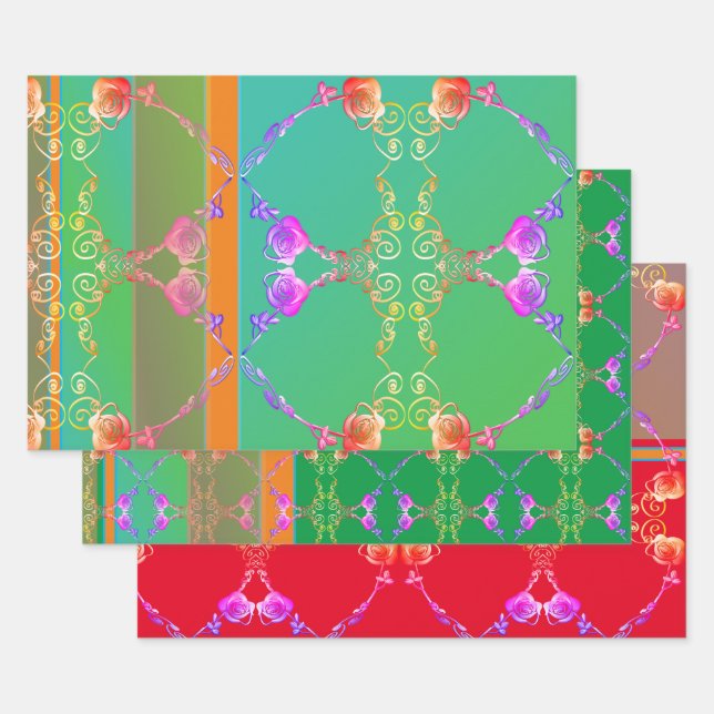 Feuille De Papier Cadeau Romantique Rose Fabergè (Lot)