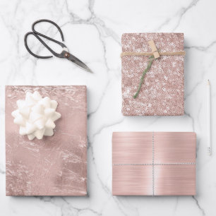 Feuille De Papier Cadeau Rose Blush Rose Gold Girl Anniversaire