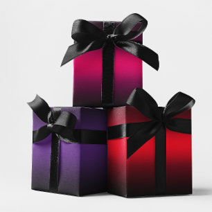 Feuille De Papier Cadeau Rose Chaude Rose Clair et Rouge Élégant Ombré Noir