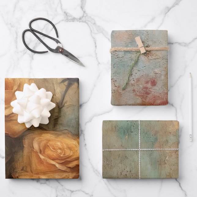 Feuille De Papier Cadeau Rose  de Fête des mariées Florale Mariage (Recto)