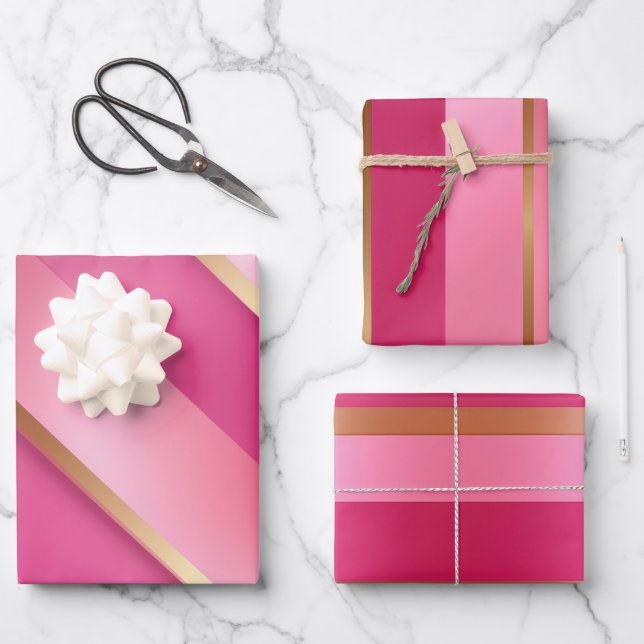 Feuille De Papier Cadeau Rose et or blush tendance (Recto)