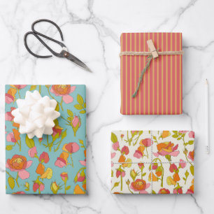 Feuille De Papier Cadeau Rose et pois doux envelopper cadeau