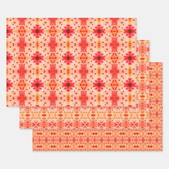 Feuille De Papier Cadeau rose et rouge orange (Lot)