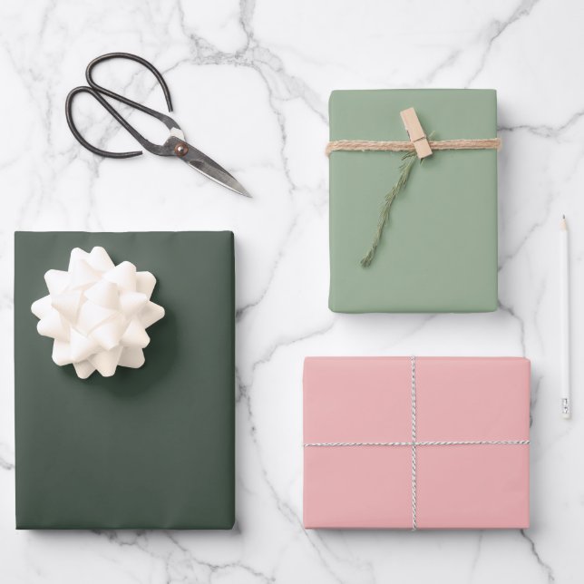 Feuille De Papier Cadeau Rose et vert doux (Recto)