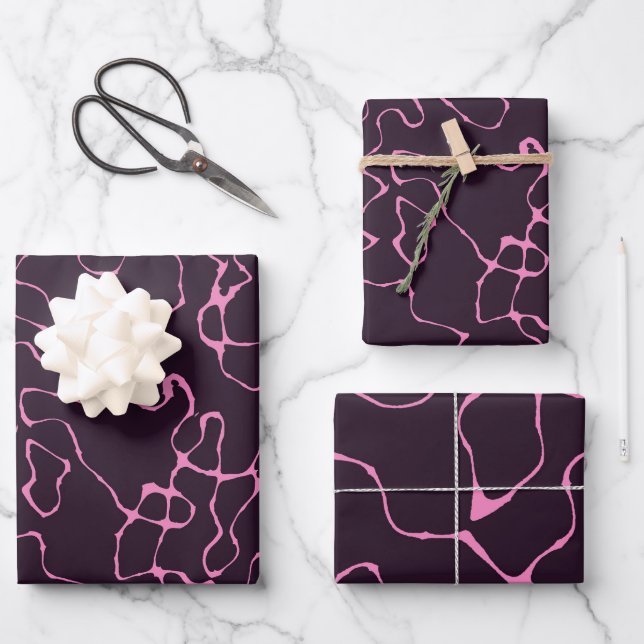 Feuille De Papier Cadeau rose et violet (Recto)
