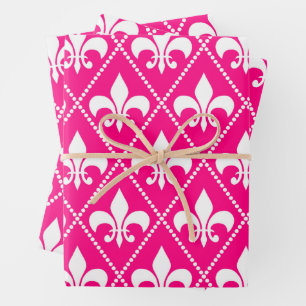 Feuille De Papier Cadeau Rose Fleur de Lis