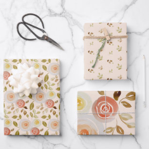 Feuille De Papier Cadeau Rose floral d'aquarelle