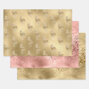 Feuille De Papier Cadeau Rose Glam Gold Glitzy Sparkle Parties scintillant 