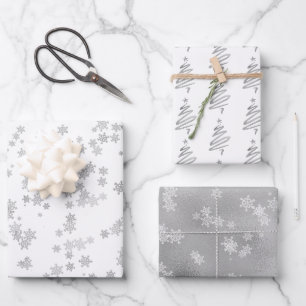 Feuille De Papier Cadeau Rose Gold Fêtes de neige Arbre Noël