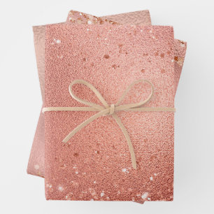 Feuille De Papier Cadeau Rose Gold Foil et Motif Parties scintillant