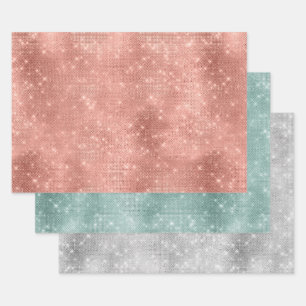 Feuille De Papier Cadeau Rose Gold Mint Silver Sparkle Glitz