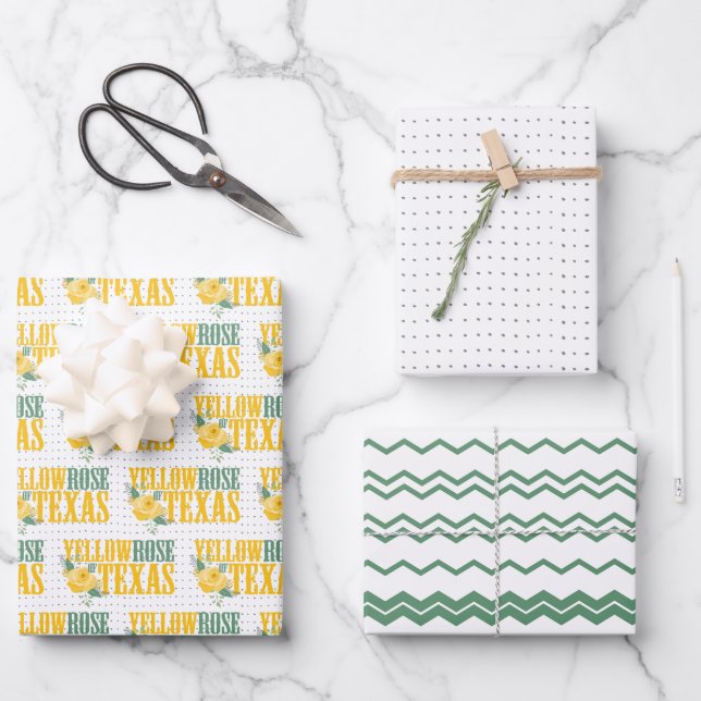 Feuille De Papier Cadeau Rose jaune du Texas (Recto)