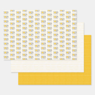 Feuille De Papier Cadeau Rose jaune gris du Texas