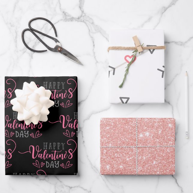 Feuille De Papier Cadeau Rose métallique Étincelle Parties scintillant Joye (Recto)