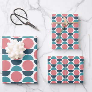 Feuille De Papier Cadeau Rose moderne et Turquoise sur les formes géométriq