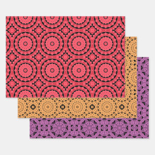Feuille De Papier Cadeau Rose ocre violet Cool marocain Mosaïque Motifs