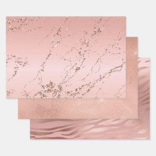 Feuille De Papier Cadeau Rose or marbre Glitzy Parties scintillant Mariage