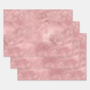Feuille De Papier Cadeau Rose Paillettes Glam Bling Tendance Élégant Pour s