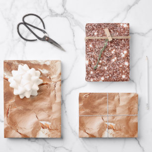 Feuille De Papier Cadeau Rose Peach Gold Glam
