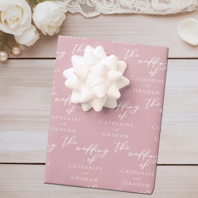 Feuille De Papier Cadeau Rose romantique Dusty rose Mariage personnalisé (Créateur téléchargé)