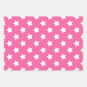 Feuille De Papier Cadeau Rose White Stars Motif Décor