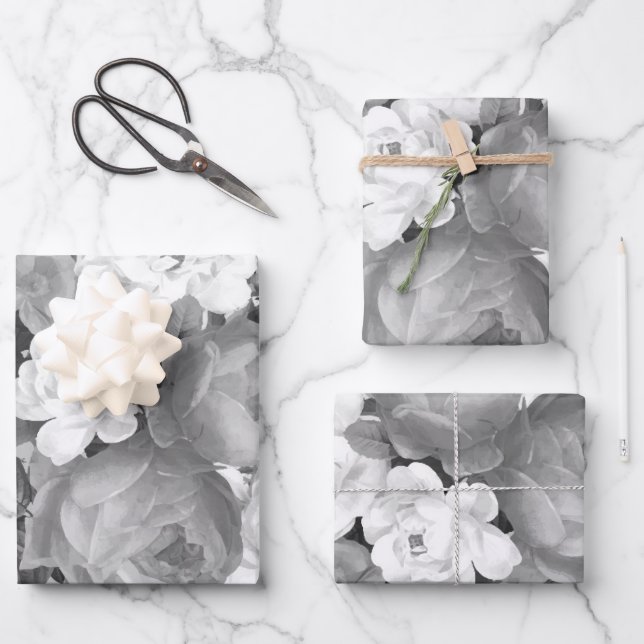 Feuille De Papier Cadeau Roses d'aquarelle 9 (Recto)