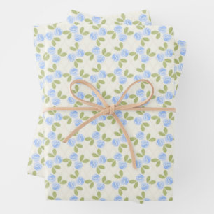 Feuille De Papier Cadeau Roses de chalet en bleu ciel