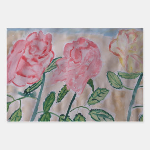 Feuille De Papier Cadeau Roses d'été Abstraits