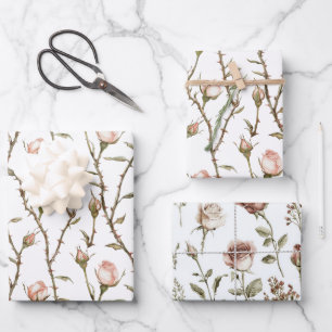 Feuille De Papier Cadeau Roses Roses Fleurs Rose Foncé Anniversaire