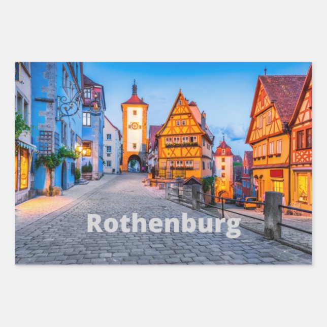 Feuille De Papier Cadeau Rothenburg, Allemagne, City View (Devant)